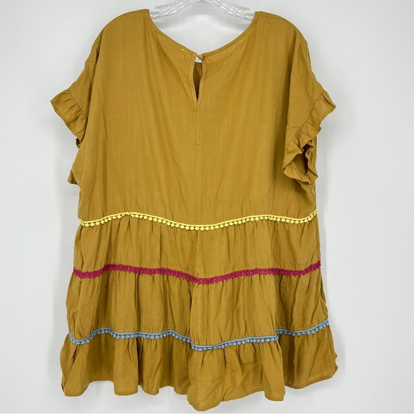 Chic Soul Plus Size Colorful, Pom-Pom, Baby Doll Top Ruffle Sleeve Size 1X - Picture 3 of 5